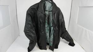 lot 89 image: Real Leather Black Leather Jacket - Size 2XL