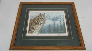 lot 178 image: Matted & Framed Lynx Lithograph Love the Rocky Mountains Signed by Marc Barrie