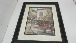 lot 179 image: Ruane Manning Cafe Street Buildings French Italian Framed Art Print & Coffee House Ambience Print with Frame