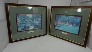 lot 187 image: 2 Framed Offset Lithographs Azalea Thirteen & Redbud Sixteen The August Collection by Nancy Raborn
