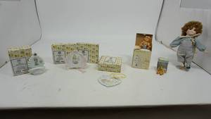lot 210 image: Collectible Precious Moments Figurines, Cherished Teddies and Vintage Doll