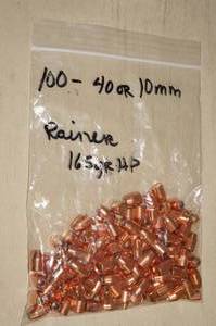 100 .40 or 10mm 165 Gr HP Bullets
