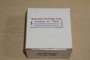 40 Wisconsin Cartridge .38 Special 158 Gr RNL Ammo