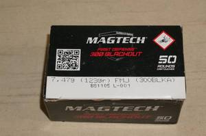 50 Magtech 300 Blackout 123 Gr FMJ Ammo