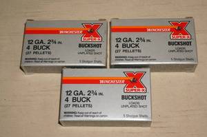 (15) Winchester Super-X 12 Ga 2-34 4 Buck Shotshells