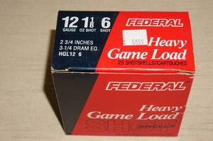 25 Federal Heavy Game Load 12 Ga 2-34 6 Shot Shotshells