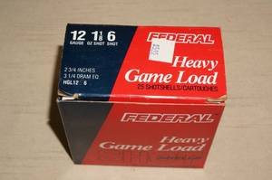 25 Federal Heavy Game Load 12 Ga 2-34 6 Shot Shotshells