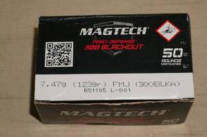 40 Rounds Magtech 300 Blackout 123 Gr FMJ Ammo
