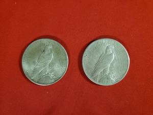 lot 39 image: 2- 1925 Silver Peace Dollars