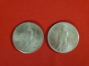 lot 46 image: 2- 1925 Silver Peace Dollars
