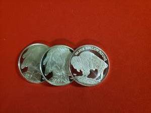 lot 57 image: (3) (2019) Buffalo Silver Bullion Rounds