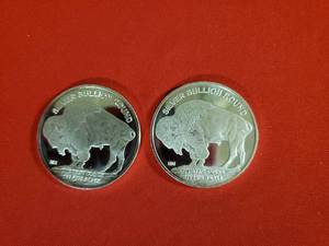 lot 59 image: (2) (2019) Buffalo Silver Bullion Rounds
