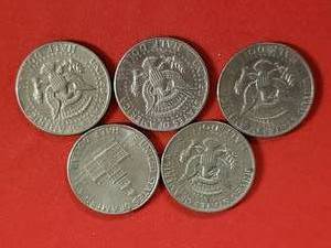 lot 71 image: 5 Kennedy Half Dollars