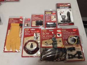 lot 72 image: New Allen Bow Sling, Sights, Glove, Arrow Rest, More