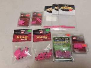 lot 82 image: Pink Mod Shocks, Limb Saver, Back Stop, Spring Chubs, Rod Slides & Dampeners
