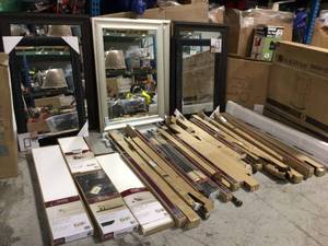 lot 4 image: Pallet with assorted Home Decor items includes Mirrors, shelves and more see pictures