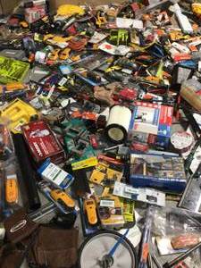 lot 16 image: Gaylord full of assorted tools door knobs and hardware customer returns open boxes see pictures