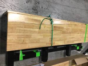 lot 31 image: Lot of Husky Adjustable Height Solid Wood Top Workbench open box customer returns see pictures
