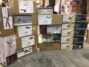 lot 38 image: PALLET WITH ASSORTED BRANDED CEILING FANS Open Box Customer Returns SEE PICS