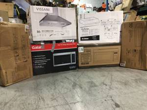 lot 40 image: Pallet with assorted Range Hoods and more open box cutomer returns  see pictures