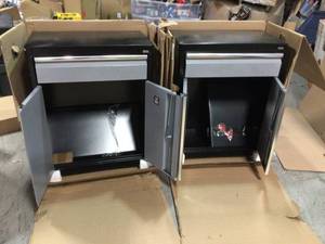 Set of Two 36 in. H x 30 in. W x 18 in. D Steel Base Cabinet with Drawer in BlackMulti-Granite see pictures