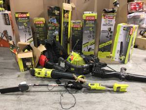 Pallet of assorted Ryobi Outdoor Tools see pictures