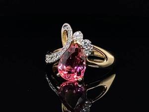 lot 26 image: Incredible Pink Tourmaline and Diamond Estate Ring in 14k Yellow Gold $3,275 Retail