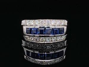 lot 31 image: Eternally Stylish Cobalt Blue Sapphires and Diamonds in a 18k White Gold Band $4,100 Retail
