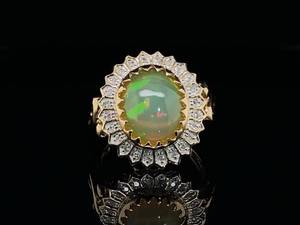 lot 7 image: Exceptional Natural Welo Opal and Diamond Estate Ring in Yellow Gold $3,699 Retail