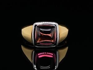 lot 65 image: Luscious Cabochon Natural Tourmaline Custom Estate Ring in 18k Yellow Gold $4,850 Retail