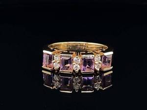 lot 69 image: Amethyst and Diamond Designer Styled Estate Ring in 14k Yellow Gold $1,599 Retail