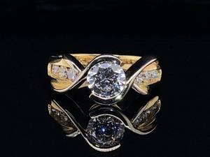 lot 25 image: Spectacular Diamond and CZ Twist Ring in 14k Two-Tone Gold $1,899 Retail