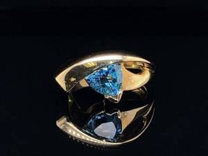lot 55 image: Trillion Cut Natural Topaz Estate Ring in 14k Yellow Gold $1,725 Retail