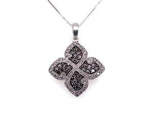 lot 32 image: 1.00 Carat Black and White Eternal Diamond Shaped Pendant in 14k White Gold $2,999 Retail