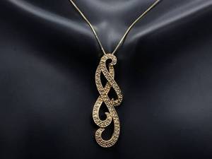 lot 35 image: Beautiful Art Nouveau Styled .70 Carat Diamond Pendant in 14k Yellow Gold $3,150 Retail
