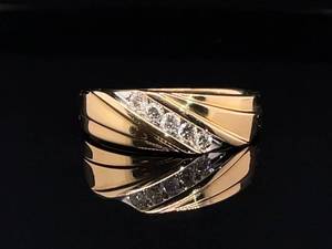 lot 22A image: Mens 14 Carat Diamond Band  Ring in Yellow Gold $1,999 Retail