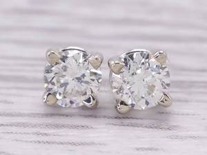 lot 17A image: .71 Carat Diamond Stud Estate Earrings in 14k White Gold $2,425 Retail