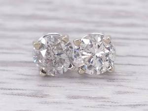 lot 13A image: .90 Carat Diamond Stud Estate Earrings in 14k White Gold $2,999 Retail