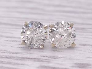 lot 6A image: 1.25 Carat Diamond Stud Estate Earrings in 14k White Gold $3,750 Retail