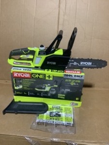 lot 24 image: ONE 10 in. 18-Volt Lithium-Ion Cordless Battery Chainsaw (Tool Only) by RYOBI