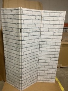 lot 29 image: 59 in. x 47.0 in. x 1.0 in. Polyester White Brick 3-Panel Free Standing Room Divider by Arthouse by Arthouse