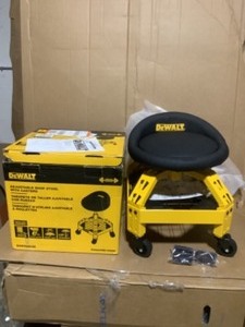lot 32 image: 24 in. H x 16 in. W x 16 in. D Adjustable Shop Stool with Casters by DEWALT