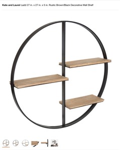lot 46 image: Ladd 27 in. x 27 in. x 5 in. Rustic BrownBlack Decorative Wall Shelf by Kate and Laurel