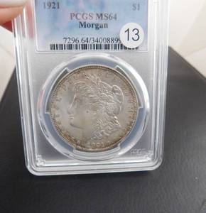 1921 Morgan Silver Dollar PCGS MS64  PCGS Price Guide is $65