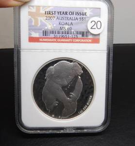 2007 Australia 1 Oz. Silver Koala NGC MS69 First Year of Issue  APMEX Price $125.99 for BU