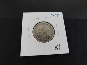 1854 Seated Liberty Quarter Fine PCGS Price Guide for an VF35 is $46.00