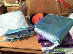lot 95 image: box of binders and canvas bider pou...