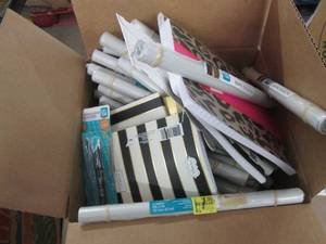 lot 150 image: box of note books and packing paper...