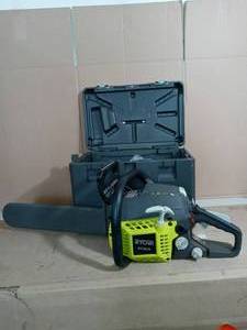 lot 6 image: 18 in. 38cc 2-Cycle Gas Chainsaw with Heavy Duty Case by RYOBI- slightly used
