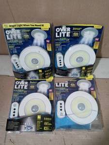 lot 59 image: Ultra-Overhead Motion Activated LED Night Light by Over Lite- set of 4 - open box